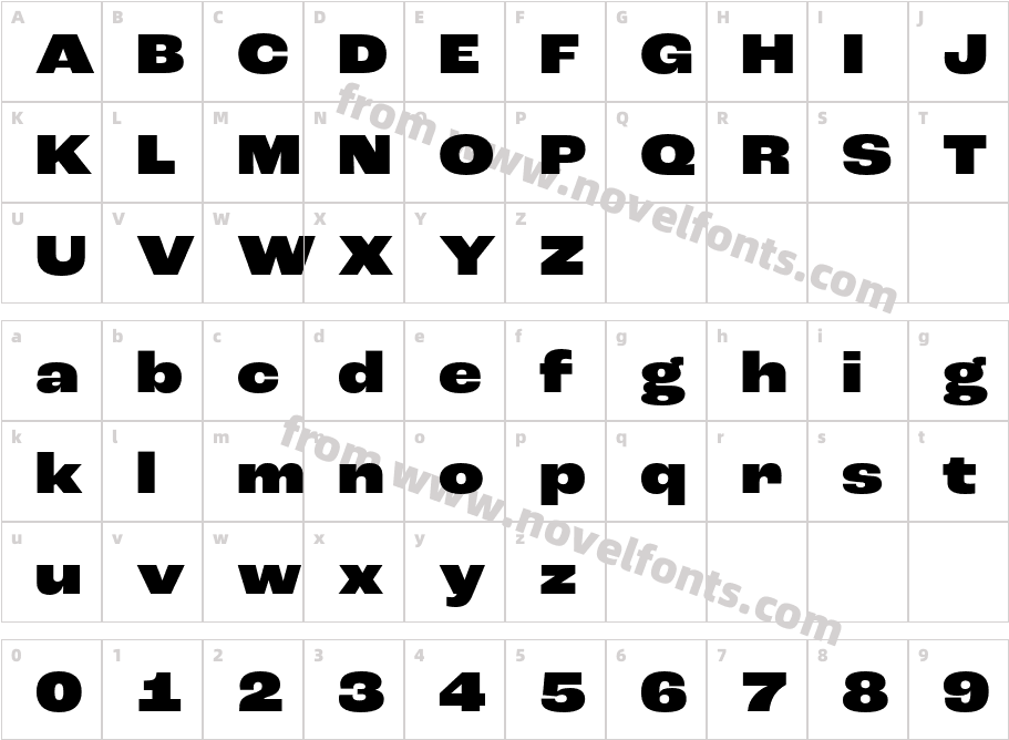 Roc Grotesk Wide BlackCharacter Map