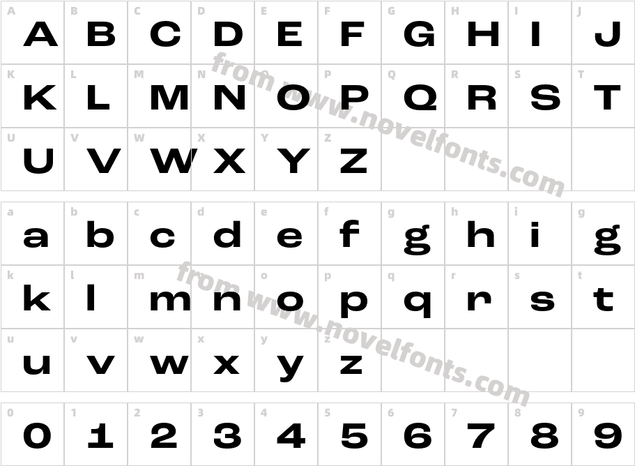 Roc Grotesk Wide BoldCharacter Map