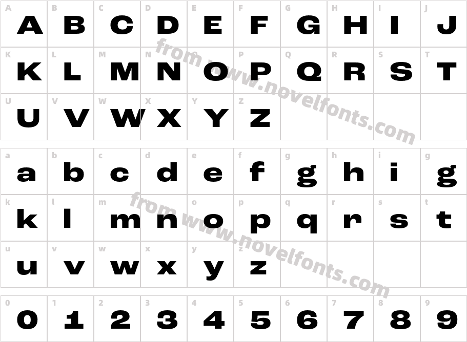 Roc Grotesk Wide Extra BoldCharacter Map