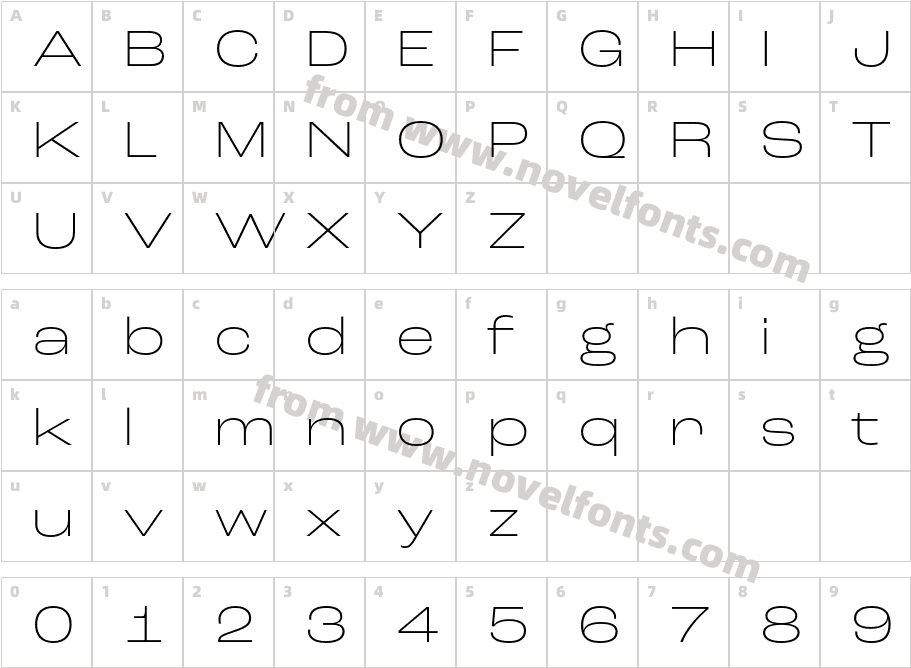 Roc Grotesk Wide Extra LightCharacter Map