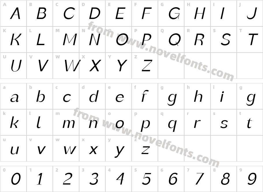 Rochas Regular ItalicCharacter Map
