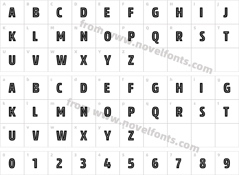 Rockeby Condensed Inline TwoCharacter Map