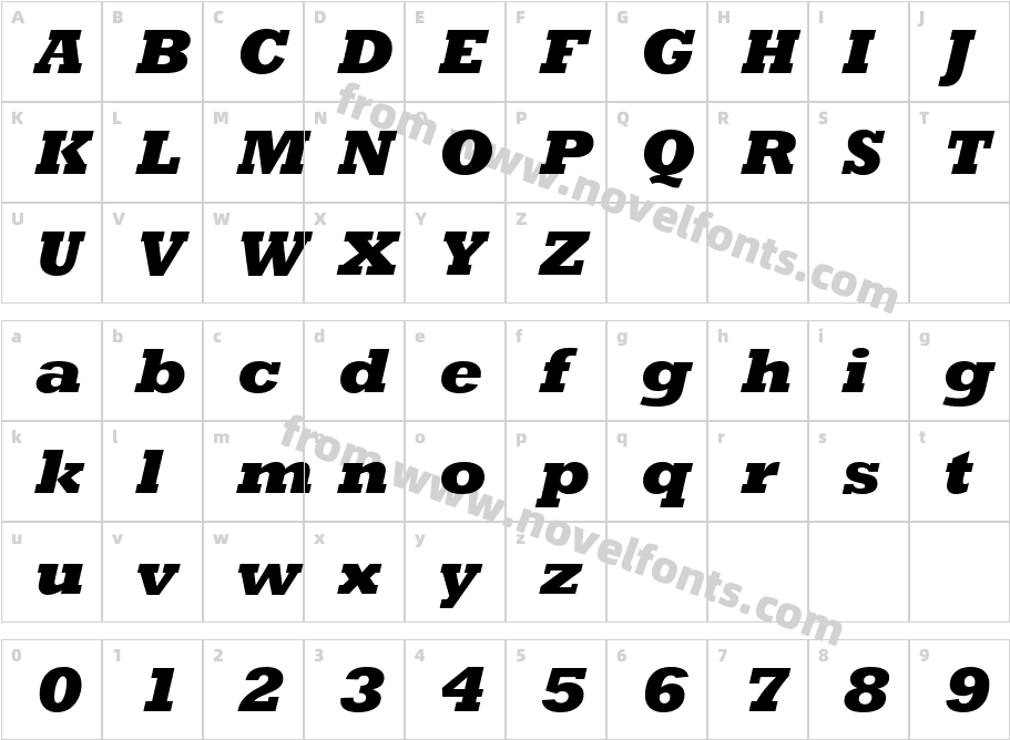 Rockwell Nova Extra Bold ItalicCharacter Map