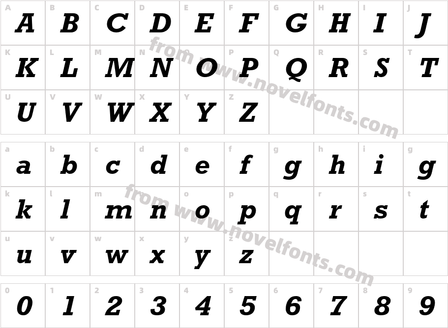 Rockwell Nova W10 Bold ItalicCharacter Map