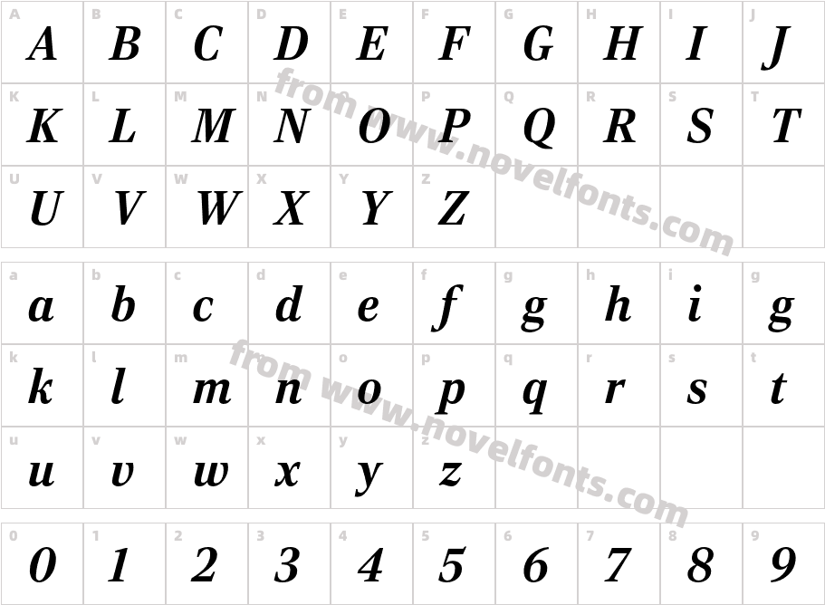 Rocky Bold ItalicCharacter Map