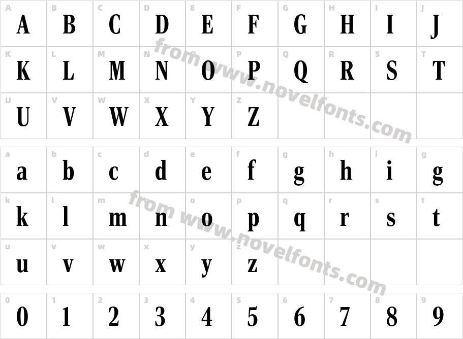 Rocky Extra Condensed BoldCharacter Map