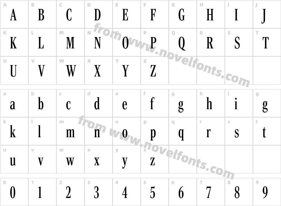 Rocky Extra Condensed RegularCharacter Map