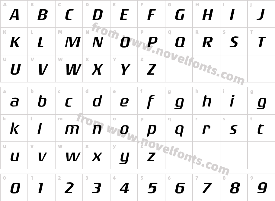 Rogue Sans Ext Light ItCharacter Map
