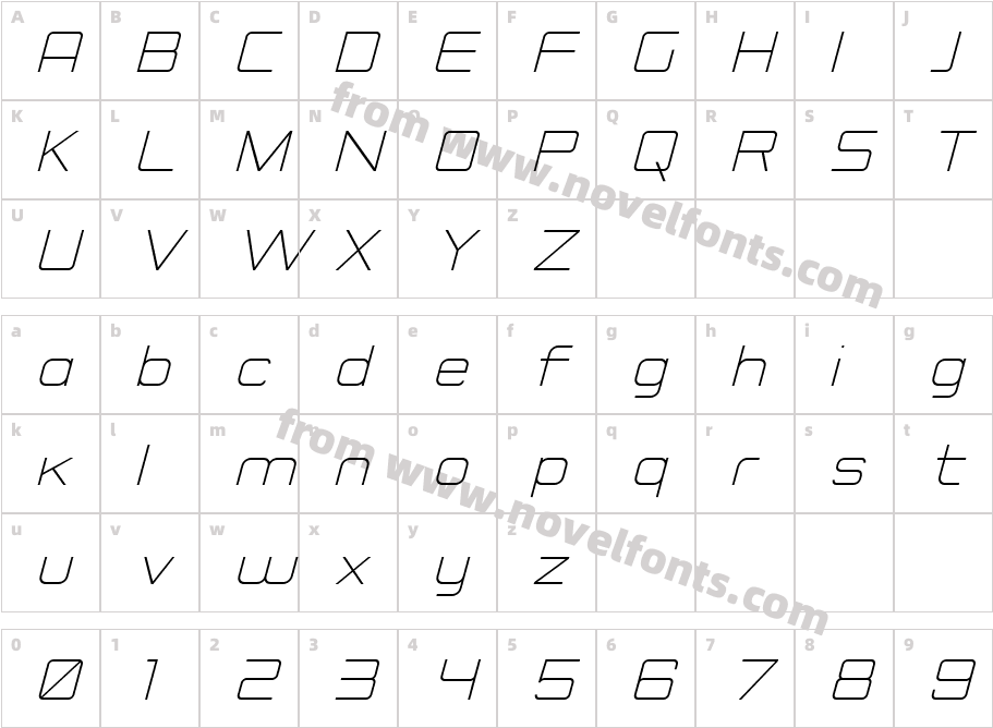 Rogueland Light ItalicCharacter Map