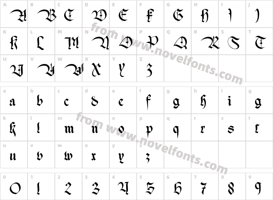 Rolashto RegularCharacter Map