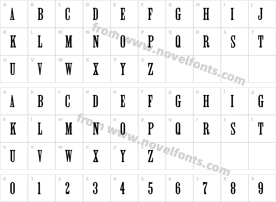 Roman Wood Type JNLCharacter Map