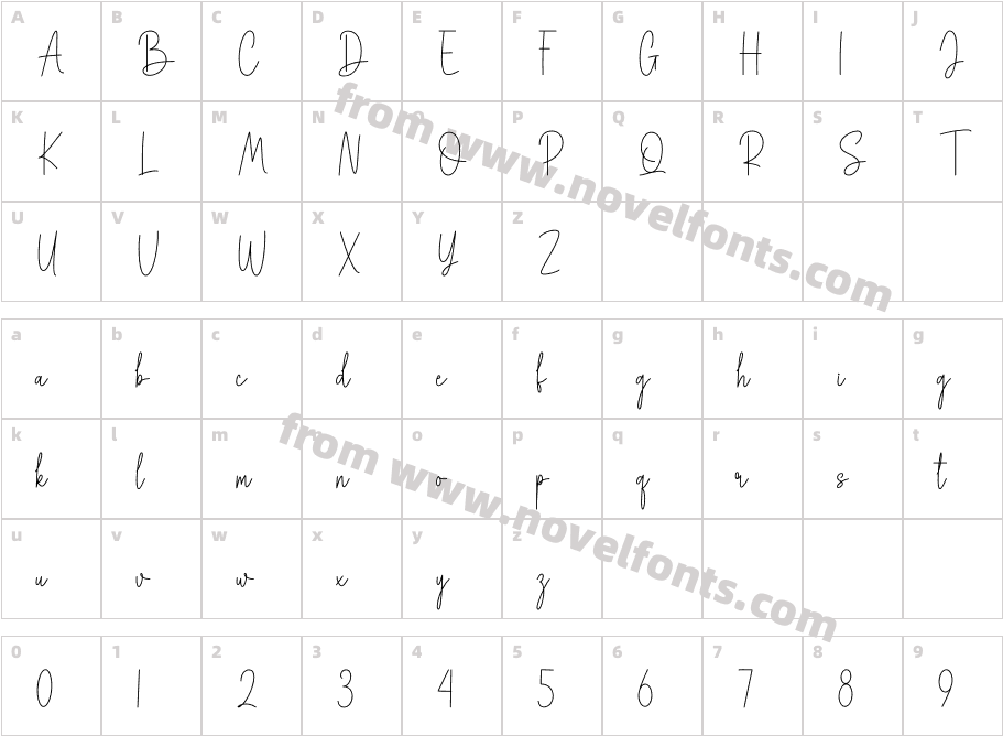 Romantic Sweety RegularCharacter Map