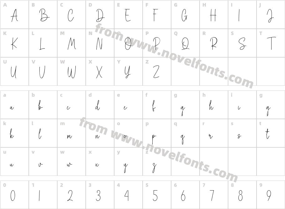 Romantic Sweety RegularCharacter Map