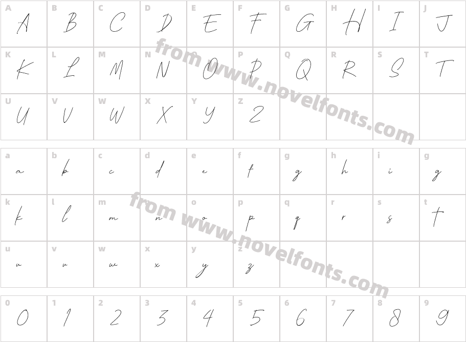 Romelio HandwritingCharacter Map