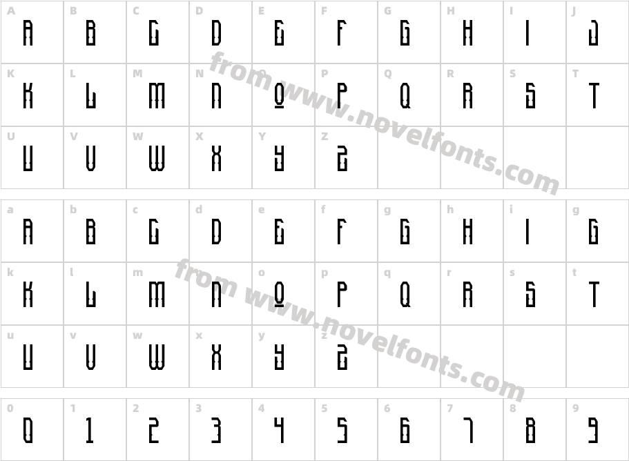 Romosnga RegularCharacter Map