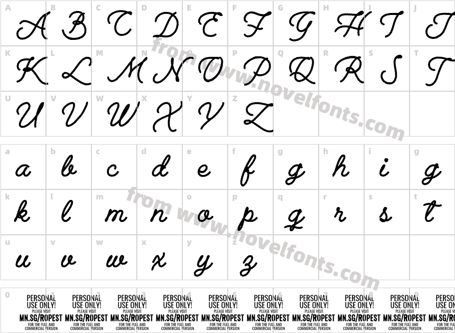 Ropest Black PERSONAL USE ONLYCharacter Map