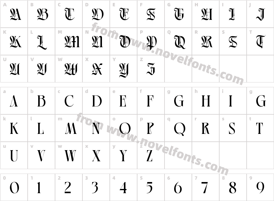 Rose Gard RegularCharacter Map