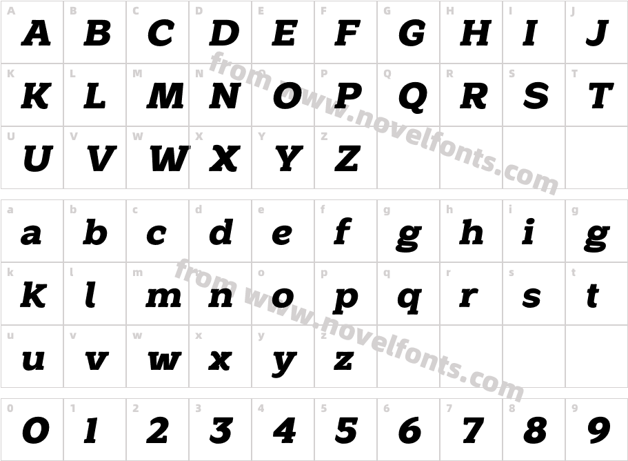 Rosebay Slab Rounded ObliqueCharacter Map