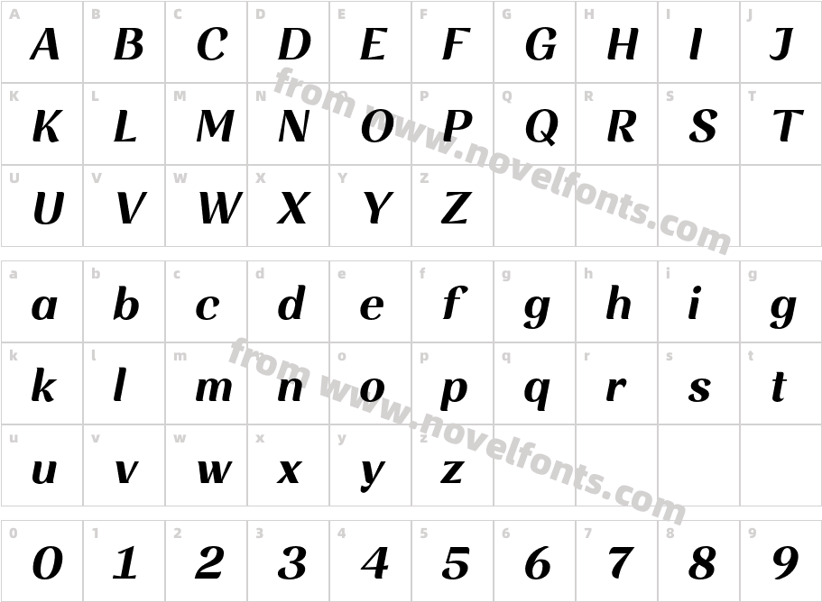 Rossanova Text Bold ItalicCharacter Map