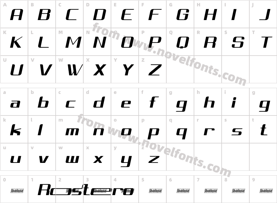Rostero ItalicCharacter Map