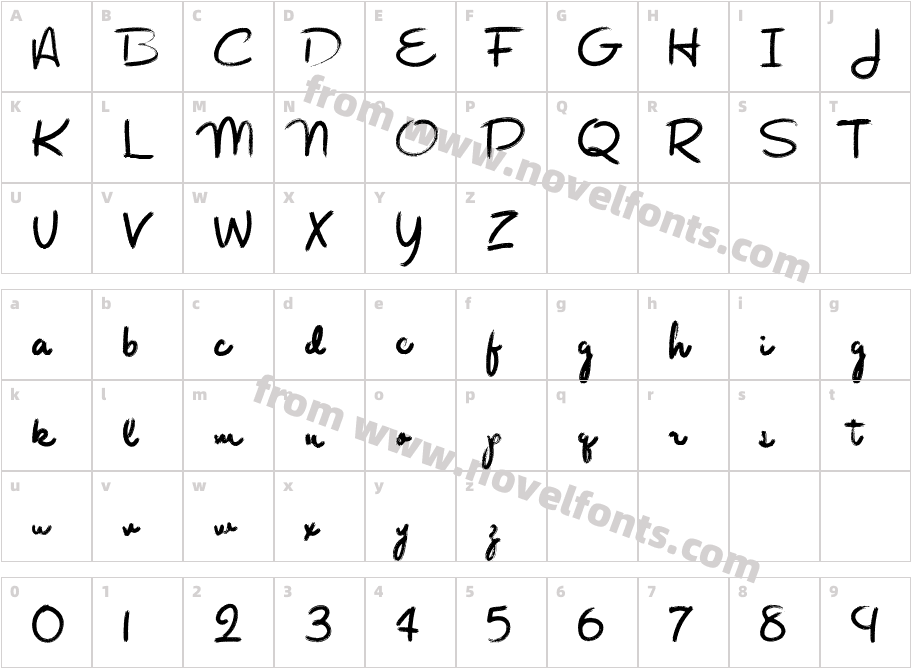 Rough Br Script RegularCharacter Map