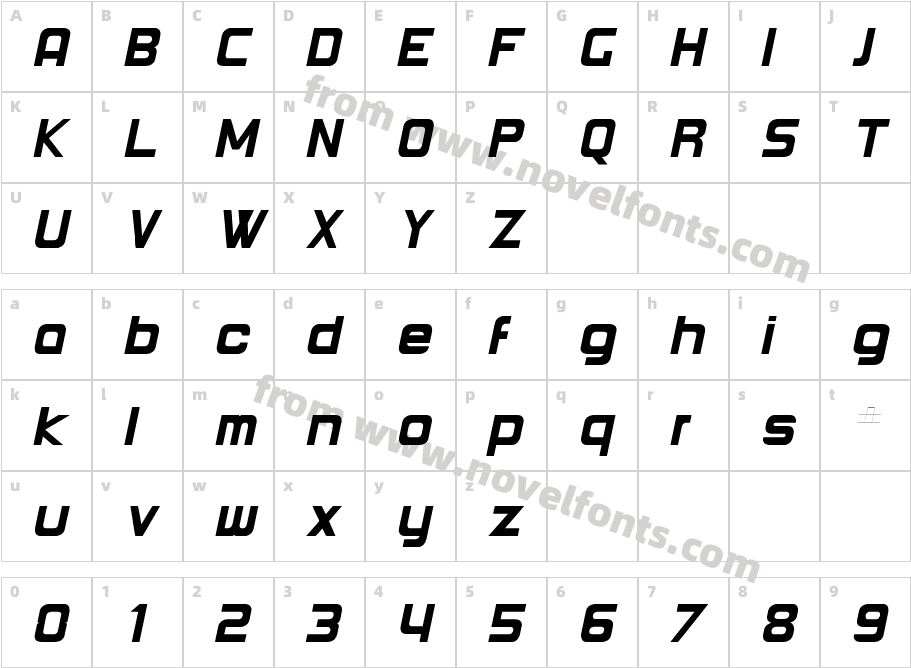 Round ItalicCharacter Map