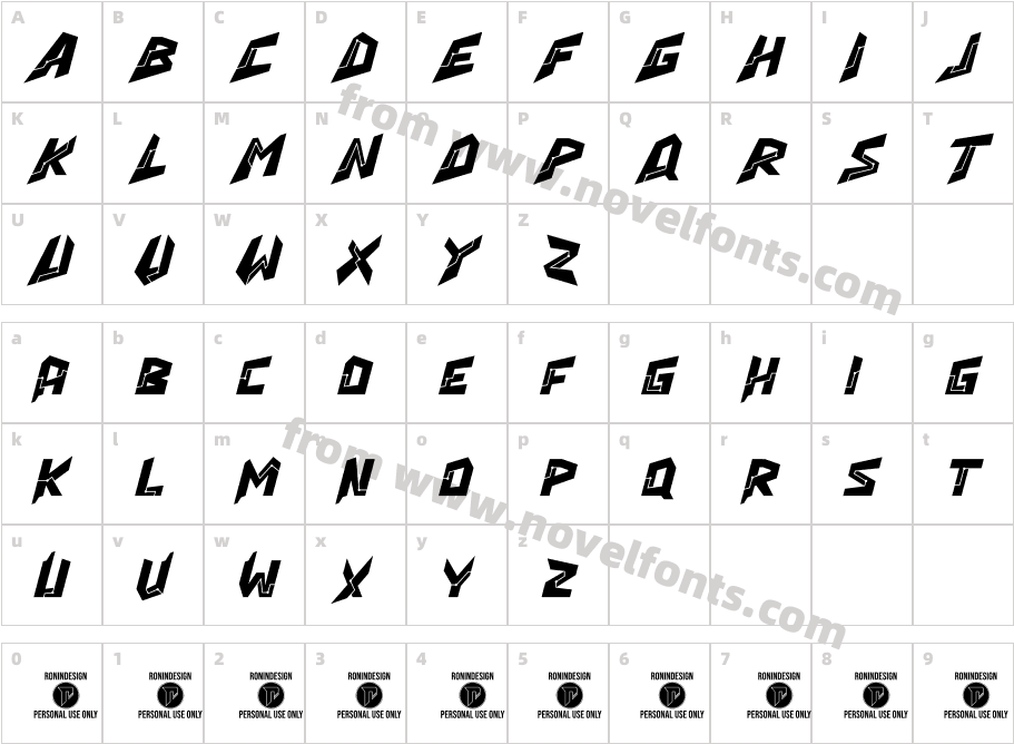 Rovelink RegularCharacter Map