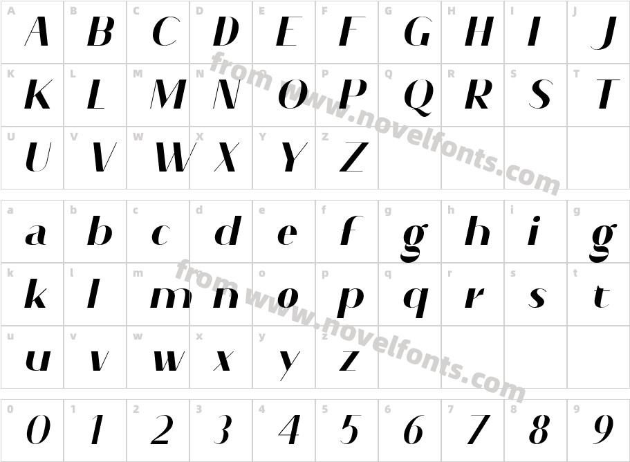 Roy Carkton ItalicCharacter Map
