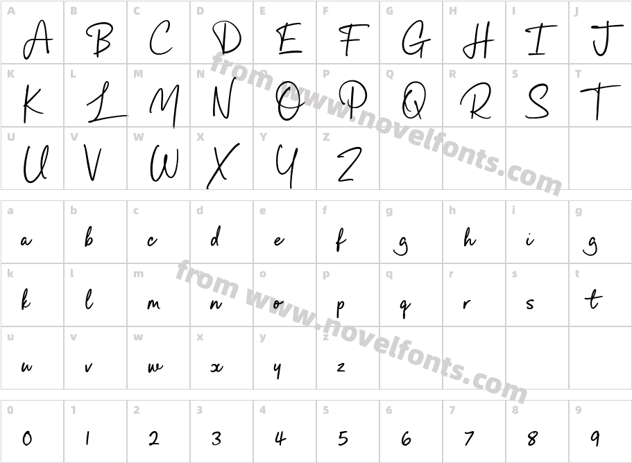 Royal Palms Signature RegularCharacter Map