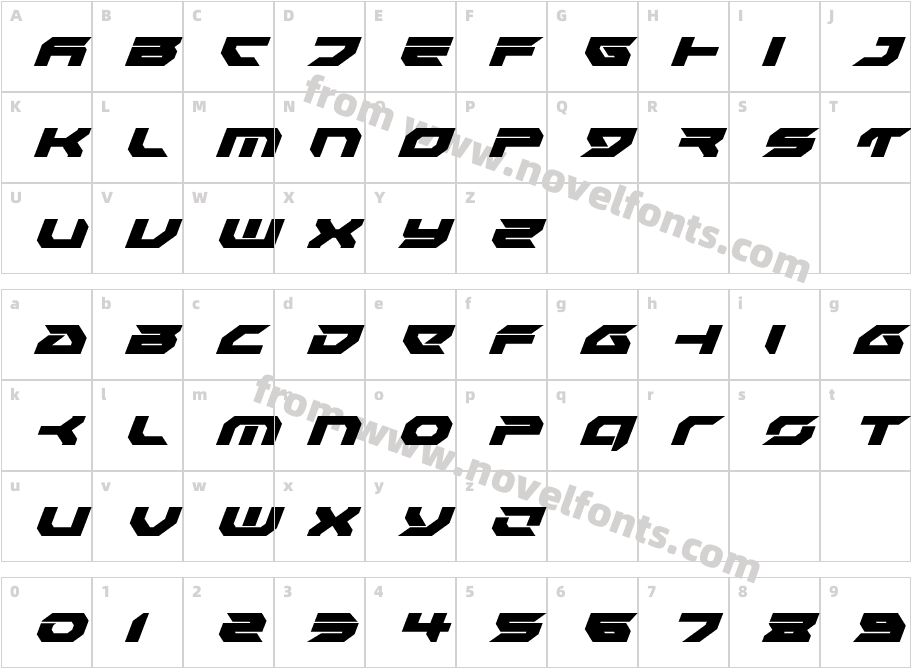 Royal Samurai Super ItalicCharacter Map