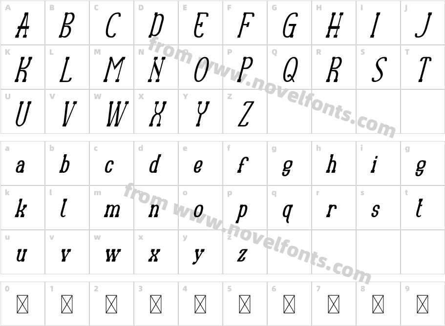 Ruby Ring Compressed ItalicCharacter Map
