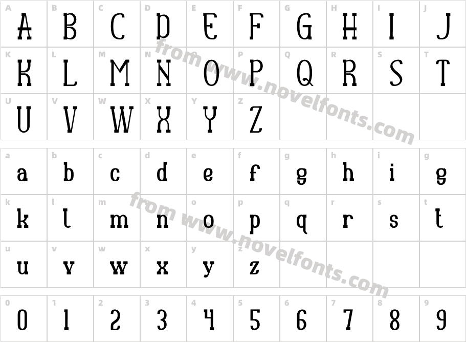 Ruby Ring CondensedCharacter Map