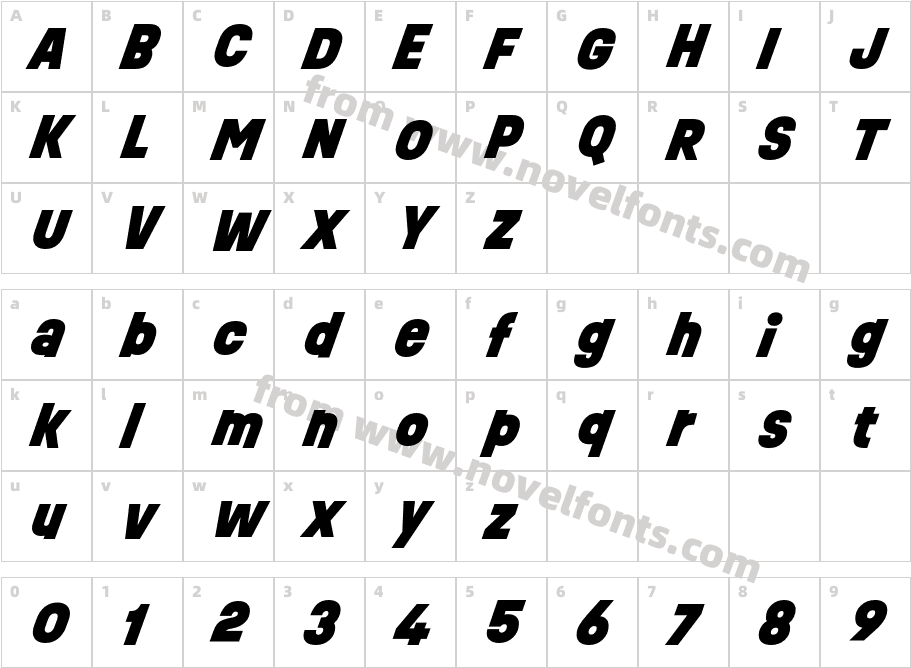 Ruddy Black ItalicCharacter Map