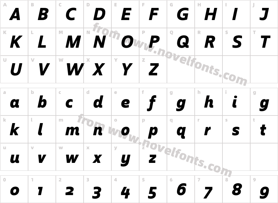 Rum Soft Sans Bold ItalicCharacter Map