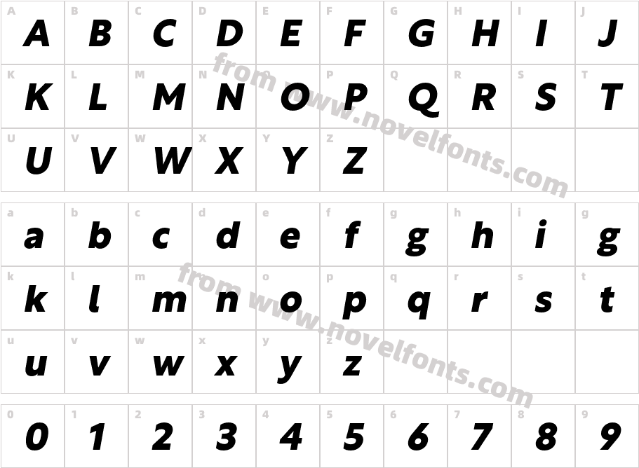 Rustica Extra Bold ItalicCharacter Map