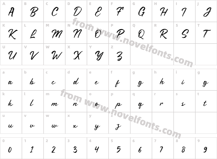 Rustyne RegularCharacter Map