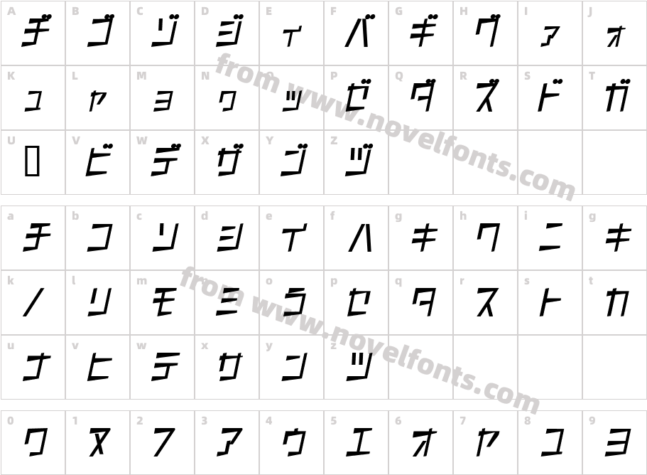 S K100kmhCharacter Map