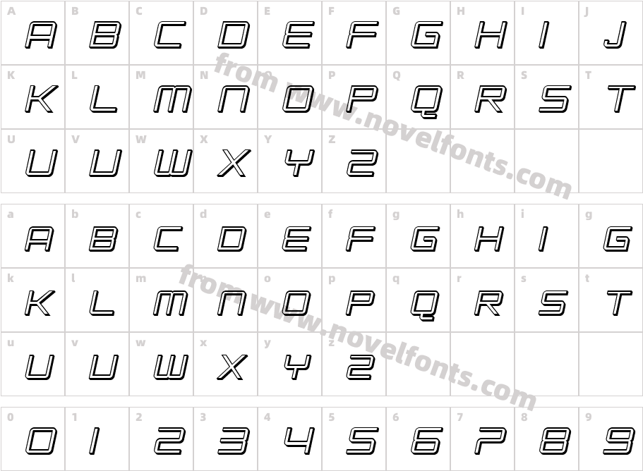 SF Chromium 24 SC ObliqueCharacter Map