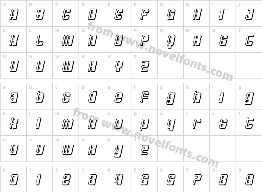 SF Deco Techno Shaded ObliqueCharacter Map
