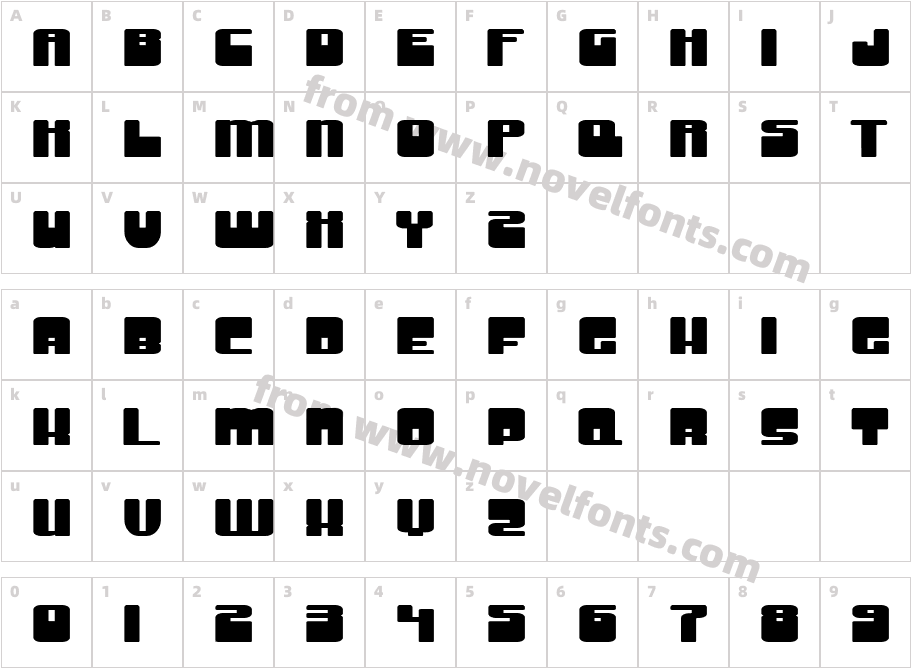 SF Groove Machine Ext Upright BoldCharacter Map