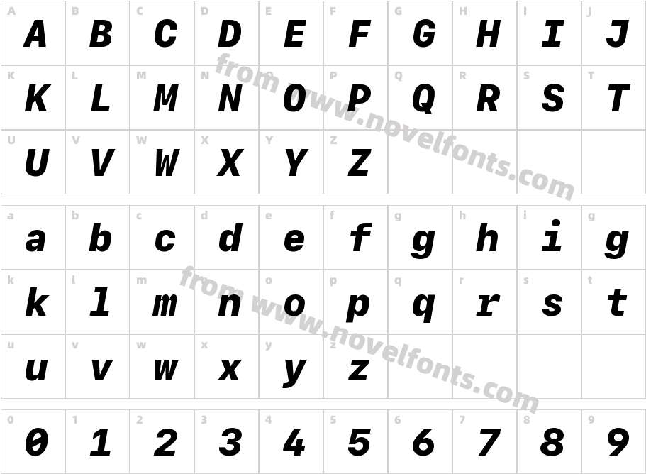 SF Mono Heavy ItalicCharacter Map