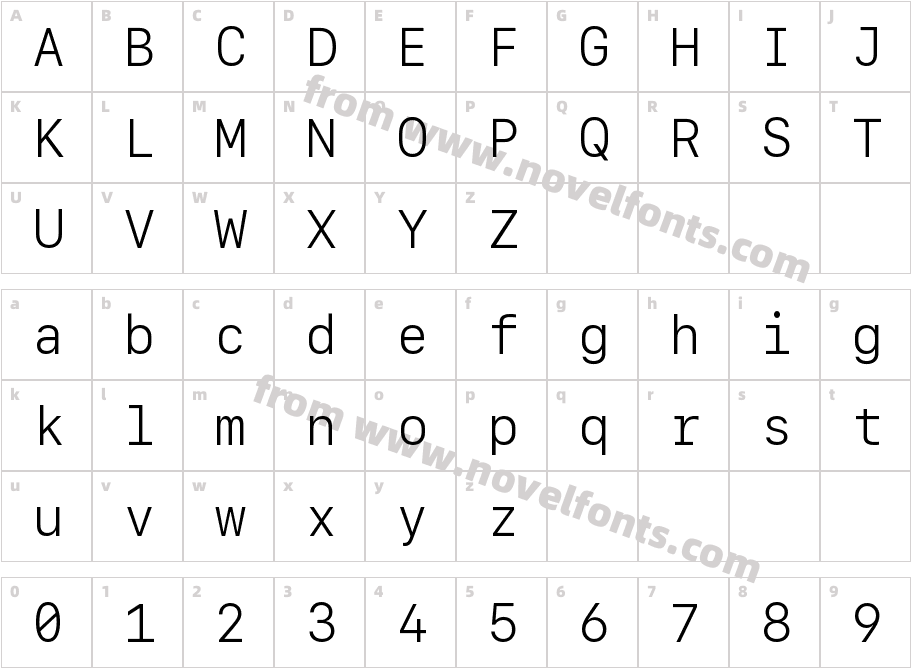 SF Mono LightCharacter Map