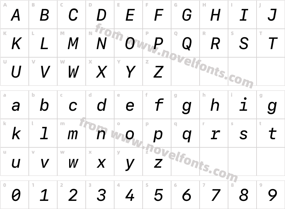 SF Mono Medium ItalicCharacter Map