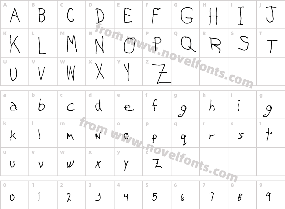 My Left FontCharacter Map