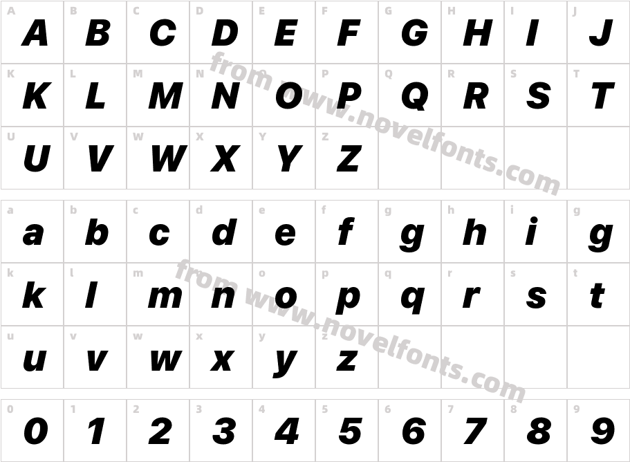 SF Pro Display Black ItalicCharacter Map