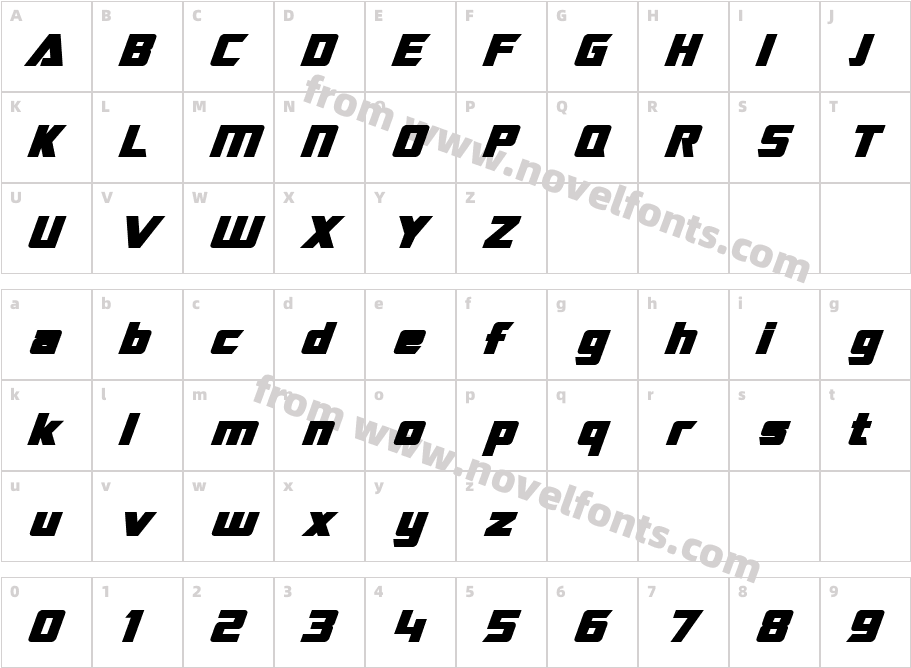 SF Trans Robotics Bold ItalicCharacter Map