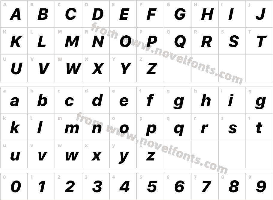SF UI Text Heavy ItalicCharacter Map