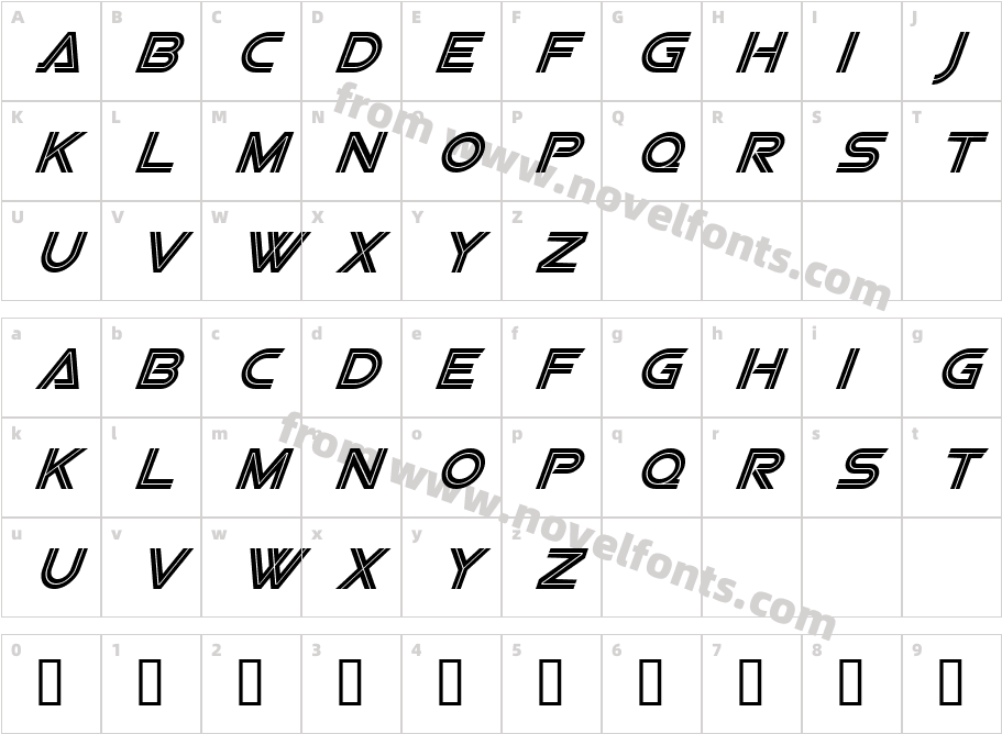 SF Viper Squadron ItalicCharacter Map