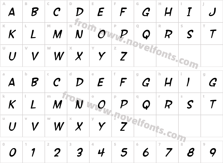 SF Wonder Comic ItalicCharacter Map