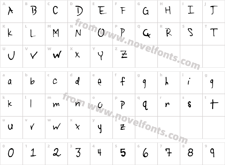 MyScriptFontCharacter Map